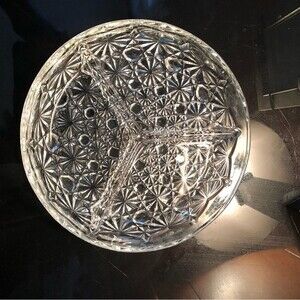 Vintage FRANCE Luxhem Veropa CUT Crystal Glass Divided Plate Bowl Dish Tray